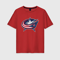 Футболка оверсайз женская Columbus blue jackets - hockey team - emblem, цвет: красный