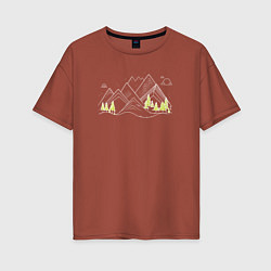Женская футболка оверсайз Горы и лес