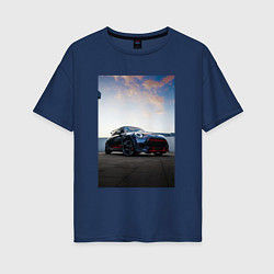 Футболка оверсайз женская Авто на фоне неба, цвет: тёмно-синий