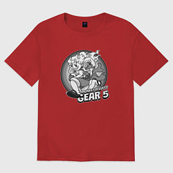 Футболка оверсайз женская Луффи - gear 5 - старый мультик, цвет: красный