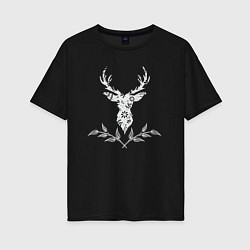 Женская футболка оверсайз Deer flowers