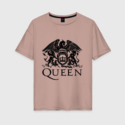Футболка оверсайз женская Queen - logo, цвет: пыльно-розовый
