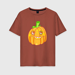 Женская футболка оверсайз Веселая тыква: для вечеринки на Хэллоуин