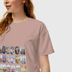 Футболка оверсайз женская Moscow - Москва, цвет: пыльно-розовый — фото 2