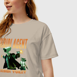 Футболка оверсайз женская Skibidi toilet agent, цвет: миндальный — фото 2