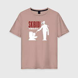 Женская футболка оверсайз Скибиди туает битва