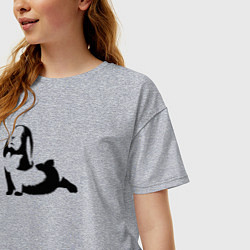 Футболка оверсайз женская Заяц йог, цвет: меланж — фото 2