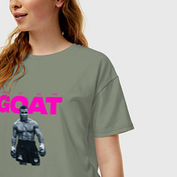 Футболка оверсайз женская Майк Тайсон - Величайший всех времен, цвет: авокадо — фото 2