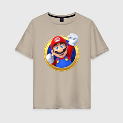 Женская футболка оверсайз Марио значок