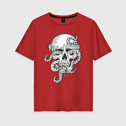 Женская футболка оверсайз Skull octopus