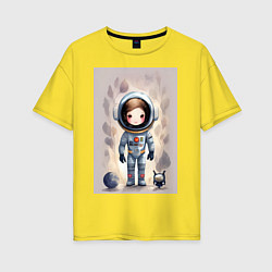 Женская футболка оверсайз Милый маленький космонавт - нейросеть