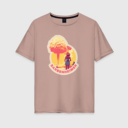 Женская футболка оверсайз Барби смотрит на гриб - Барбигеймер
