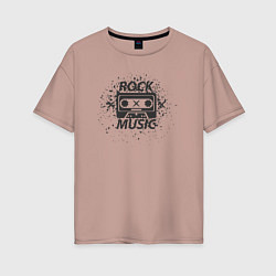 Футболка оверсайз женская Rock music cassette, цвет: пыльно-розовый