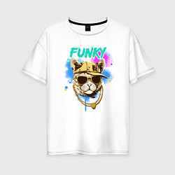 Женская футболка оверсайз Кот рэпер: funky - AI art