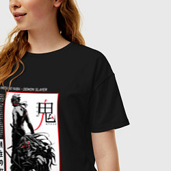 Футболка оверсайз женская Танджиро взрослый - Клинок демонов, цвет: черный — фото 2