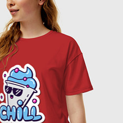 Футболка оверсайз женская Отдых chill, цвет: красный — фото 2