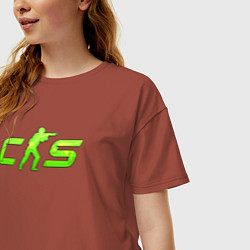 Футболка оверсайз женская CS2 green logo, цвет: кирпичный — фото 2