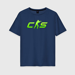 Женская футболка оверсайз CS2 green logo