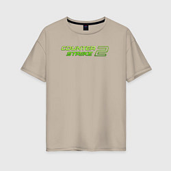 Женская футболка оверсайз Counter strike 2 green logo