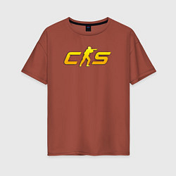 Женская футболка оверсайз CS2 yellow logo