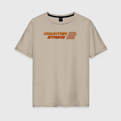 Женская футболка оверсайз Counter strike 2 orange logo