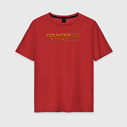 Женская футболка оверсайз Counter strike 2 orange logo