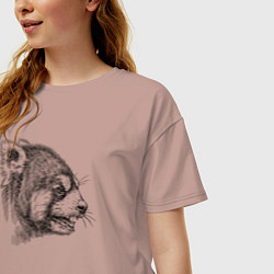 Футболка оверсайз женская Красная панда злобная, цвет: пыльно-розовый — фото 2