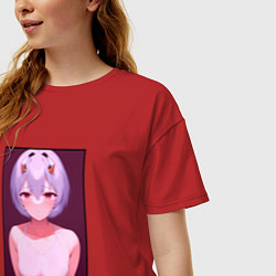 Футболка оверсайз женская Евангелион: Аянами Рей, цвет: красный — фото 2