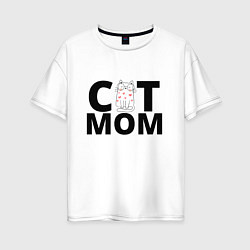 Женская футболка оверсайз Мама любит котика