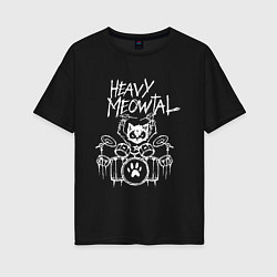 Женская футболка оверсайз Heavy Meowtal - кошачья музыка