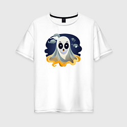 Женская футболка оверсайз Испуганный призрак