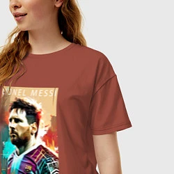 Футболка оверсайз женская Lionel Messi - football - striker, цвет: кирпичный — фото 2