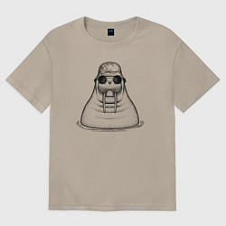 Футболка оверсайз женская Морж в панаме, цвет: миндальный