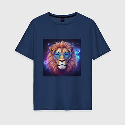 Женская футболка оверсайз Космический лев в очках