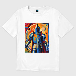 Футболка оверсайз женская Средневековый рыцарь в доспехах, цвет: белый