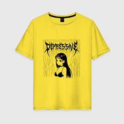 Женская футболка оверсайз Depressive депрессивная аниме девушка