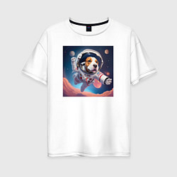 Женская футболка оверсайз Собака в космосе