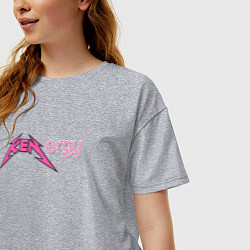Футболка оверсайз женская Kenergy - metallica and barbie style, цвет: меланж — фото 2
