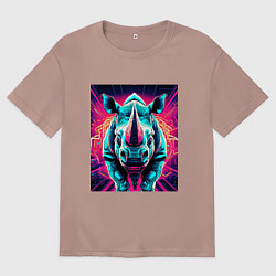 Женская футболка оверсайз Кибер носорог