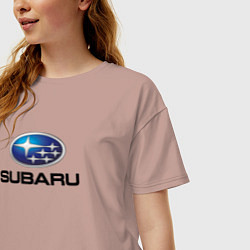 Футболка оверсайз женская Subaru sport auto, цвет: пыльно-розовый — фото 2