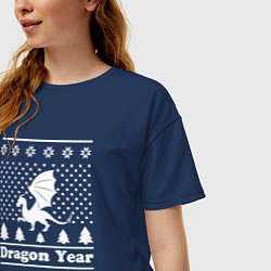 Футболка оверсайз женская Sweater dragon year, цвет: тёмно-синий — фото 2