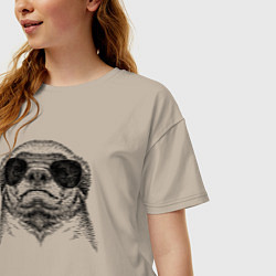 Футболка оверсайз женская Медоед в очках, цвет: миндальный — фото 2