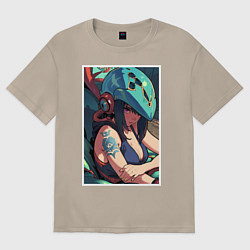 Женская футболка оверсайз Аниме девушка в шлеме