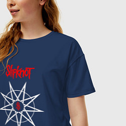 Футболка оверсайз женская Slipknot ню-метал, цвет: тёмно-синий — фото 2