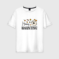 Женская футболка оверсайз Удачных призраков хэллоуин конфеты и призраки