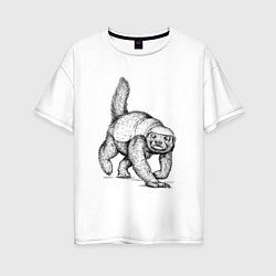 Футболка оверсайз женская Медоед на бегу, цвет: белый
