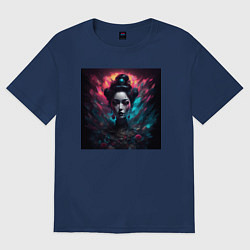Футболка оверсайз женская Прекрасная гейша - нейросеть, цвет: тёмно-синий