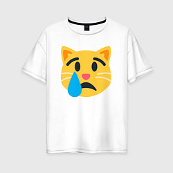 Женская футболка оверсайз Жёлтый котик грустит
