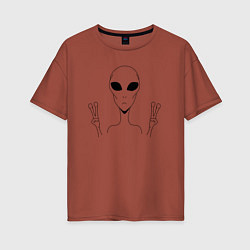 Женская футболка оверсайз Alien peace