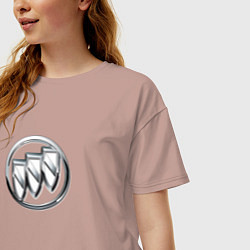 Футболка оверсайз женская Buick grey auto logo, цвет: пыльно-розовый — фото 2